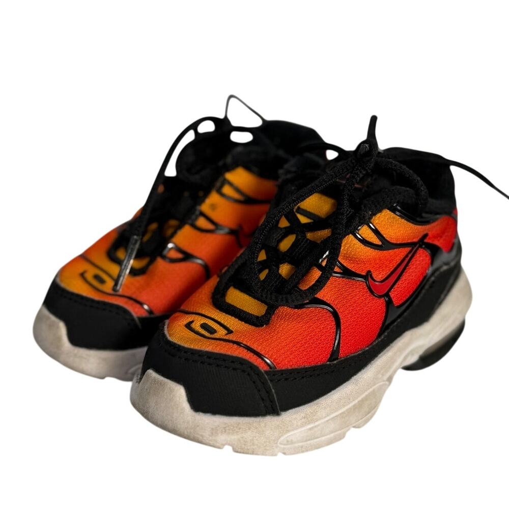 Nike Air Max Plus TN Toddler Shoes Size 5C Black Orange Sunset Sneakers